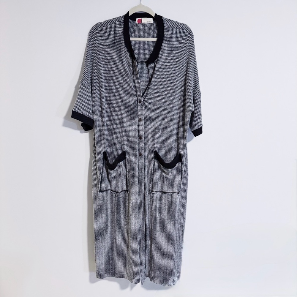 FP Beach - Black and Grey Longline Short Sleeve Knit Cardigan